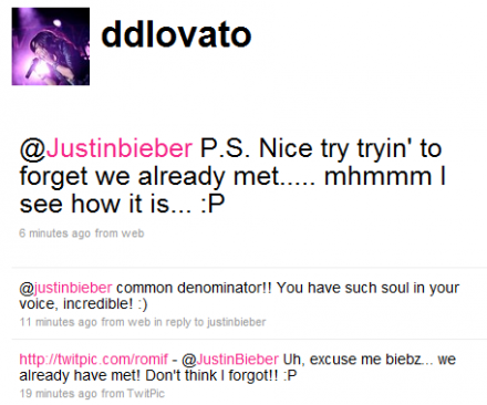 Demi Lovato to Justin Bieber'We Already Met' Posted on December 1 